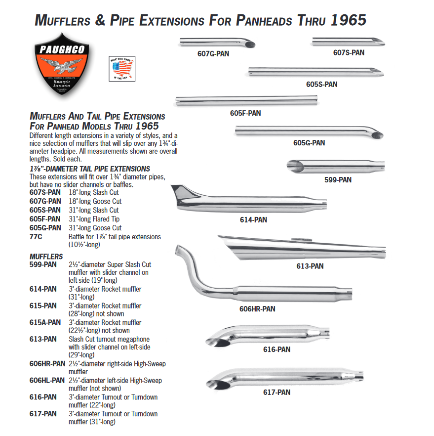 Panhead Mufflers & Pipe extension